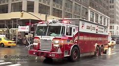 Fire Trucks and Engines Responding Compilation: FDNY + Rescue 1 with Air Horns, Q Sirens and Lights