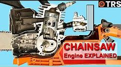A Unique way Showing How a 2-Stroke Chainsaw Engine Works (Cutaway Chainsaw)