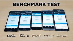 LG G4 vs Galaxy S6 vs iPhone 6 vs HTC One M9 vs Galaxy Note 4 - Benchmark Test