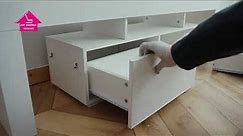 HOW to assemble high gloss TV Stand with LED Light Entertainment Center for Up to 70 Inch TV（003）