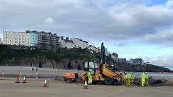 Emergency work starts on breach to river culvert on Tenby’s South Beach