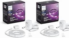 Philips Hue Indoor 6-Foot Smart LED Light Strip Plus Base Kits with Plugs - Color-Changing Single-Color Effect - 2 Pack - Control with Hue App - Works with Alexa, Google Assistant and Apple HomeKit