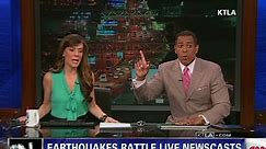 Earthquakes rattle live television