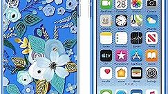 ULAK Compatible with iPod Touch 7 Case/iPod Touch 6 Case, Slim Fit Hybrid Bumper TPU/Scratch Resistant Hard PC Back Cover for iPod Touch 7th/6th/5th Generation, Blue Floral
