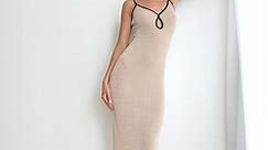 Tahlia Maxi Dress in Champagne with Black Binding