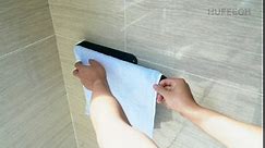 HUFEEOH Hand Towel Holder - Self Adhesive Bathroom Towel Bar Stick on Wall - SUS 304 Stainless Steel Brushed - Black