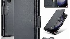 SINIANL Samsung Galaxy S23 Ultra Wallet Case with RFID Blocking, Samsung S23 Ultra Case Wallet for Women Men Card Holder Magnetic Clasp Kickstand Leather Book Folio Case for Galaxy S23 Ultra Black