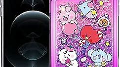 BT21 Bling Aqua for iPhone 12 Case iPhone 12 Pro Case [Official Merchandise] Liquid Quicksand Glitter Sparkle Bumper Phone Case, Jelly Candy