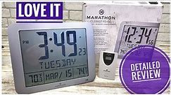 REVIEW Marathon Slim Atomic Wall Clock with Indoor / Outdoor Temperature LARGE DISPLAY I LOVE IT