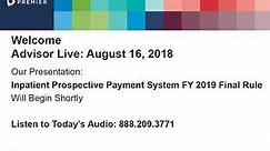 Advisor Live Webinar: Reviewing the FY2019 Inpatient Prospective Payment System (IPPS) Final Rule