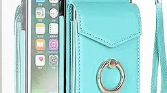 Asuwish Phone Case for iPhone 6 6s Wallet Cover with Tempered Glass Screen Protector and RFID Ring Card Holder Cell iPhone6 Six i6 S iPhone6s iPhine6s iPhones6s i Phone6s Phone6 6a S6 Women Men Teal