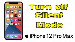 How to Turn off Silent mode on iPhone 12 Pro Max