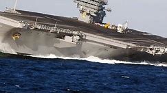 HIGH SPEED MANEUVERS! US Nimitz-class SUPERCARRIER in a series of EXTREME RUDDER TESTS!