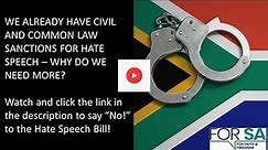 FOR SA - The Hate Speech Bill's new crime is unnecessary - 02 May 2023
