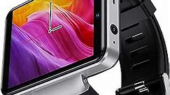 DM101 4G Smart Watch for Men 2.41" Display Android 7.1 1GB RAM 16GB ROM 2080mAh Watch Phone with Face ID Dual Camera Bluetooth GPS IP67 Waterproof Smartwatch (Silver - 3GB+32GB)
