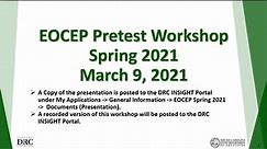 EOCEP Spring 2021 Pretest Workshop