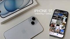 🦋 iphone 15 unboxing | setup, customising widgets, camera test, standby mode