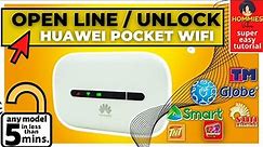 OPEN LINE / UNLOCK HUAWEI MOBILE POCKET WIFI TO ANY NETWORK | EASY TUTORIAL | GLOBE TO SMART