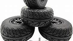 RC Short Course Truck Tires with Foam Inserts for 1/10 Scale Arrma Senton Tires Traxxas Slash Tires Axial Redcat Rc4wd Hex Detachable Replacement 17mm 14mm 12mm RC Wheels and Tires