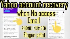 How to Recover Yahoo Password without Recovery Email ID and Phone Number |Reset Yahoo Password