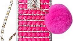Losin Perfume Case Compatible with iPhone 6 Plus/iPhone 6S Plus 5.5 in Luxury Bling Diamond Rhinestone Bow Perfume Bottle Furry Plush Ball Bling Glitter Gemstone Soft TPU Back Case with Lanyard