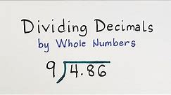 Dividing Decimals by Whole Numbers