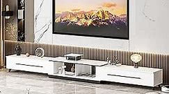 Homsee Extendable TV Stand for TVs up to 75", Modern TV Cabinet & Entertainment Center with Shelves & Drawers, Media Console Table for Living Room, Bedroom, White (95" L x 15.7" D x 13.18" H)