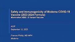 September 12, 2023 ACIP Meeting - Moderna, Novavax, Pfizer-BioNTech COVID-19 Vaccine