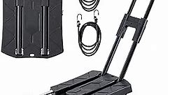 Folding Hand Truck Portable Dolly Cart Max 350 lbs Foldable Hand Cart Luggage Trolley Cart, 6 Wheels Push Cart Dolly for Moving, Heavy Duty Moving Dollys, Small Platform Hand Cart with 2 Ropes Black