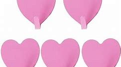 NUOBESTY Coat Hooks Wall Mounted Coat Rack Closet Hooks Heart Shaped Multifunctional Self Adhesive Door Hook Hanger Home Organizer Tool Pink
