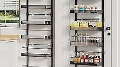 6-Tier Over the Door Pantry Organizer, Large Door Spice Rack with Adjustable Metal Baskets, Heavy Duty Hanging or Wall Mounted Storage Organizer for Kitchen Pantry and Room Wall