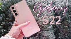 Samsung Galaxy S22 Pink Gold Unboxing + accessories💕