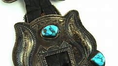 This is a really nice Navajo concho belt from the 1940s. I wanted to show you the belt and share with you the story of the hallmark which is one from the Navajo Arts and Crafts Guild. The symbol is the horned moon and the word "Navajo" above. The Guild first began in 1939 and by 1943, they trademarked the horned moon and Navajo logo. The organization eventually dropped the word guild and is now known as the Navajo Arts and Crafts Enterprise. This piece and more are part of this week's weekly auc