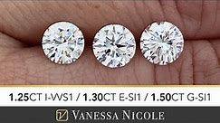 1.50 carat VS. 1.25 carat Round Diamond Color Grade & Diamond Size Comparison