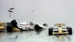 Nelson Piquet and Piercarlo Ghinzani collide in the 1989 Adelaide Grand Prix