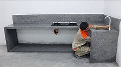 Ideas Building Monolithic Concrete Kitchen Table Combine Natural Stone Modern