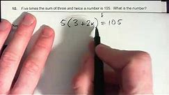 Equations Q 10 sentence to equation