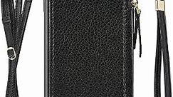 ZVE Case for iPhone 6 and iPhone 6s, 4.7 inch, Zipper Wallet Case with Crossbody Strap Credit Card Holder Slot Handbag Purse Wrist Strap Case for Apple iPhone 6 /6s 4.7 inch - Black