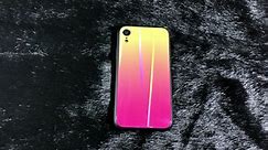 DaVoice Holographic Yellow/Pink Rainbow Gradient iPhone XR Glass Phone Case