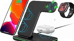 Fast Wireless Charger Station for iPhone, Airpods, and Apple Watch (Black)