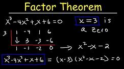 Factor Theorem and Synthetic Division of Polynomial Functions