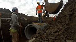 Installing Concrete Storm Pipe (GoPro)