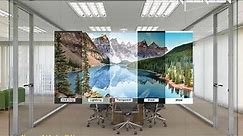 Glass pasted Holographic Rear projection film live Quality comparison. Office glass windows Etc.