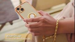 Miss Arts for iPhone 14 Plus Case with Ring Stand, Women Girls Luxury Bling Phone Case Cover with Strap for iPhone 14 Plus, Purple