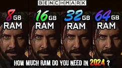 How much RAM do you need in 2024? 8 GB vs 16GB vs 32 GB vs 64GB / Test in 10 Games / 2160p - 4K