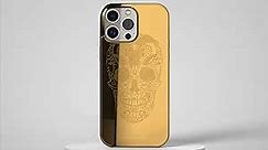 Gold-Plated Designed for iPhone Case - Anti-Scratch Shockproof Protective Phone Cases - Sleek Premium Touch - Stylish and Luxury - iPhone 11, 12, 13, 14 Pro and Pro max (14 Pro Max Skull 2)