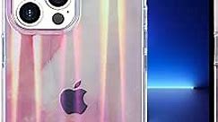 LSL Compatible with iPhone 13 Pro Case, Glitter Clear Marble Holographic Rainbow Phone Case for Women Girls, Aesthetic Cute Bling Sparkle Rainbow Cover Designed for iPhone 13 Pro 6.1"-Pink