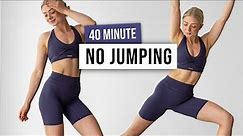 40 MIN NO JUMPING HIIT + CORE Workout - Full Body No Equipment, No Repeat, No Talking Home Workout