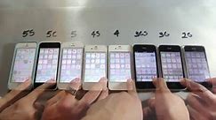iPhone 5S vs 5C vs 5 vs 4S vs 4 vs 3Gs vs 3G vs 2G Speed Comparison Test -must watch