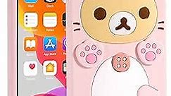 STSNano Kawaii Phone Case for iPhone 12 6.1'' 3D Cute Cartoon Bear Phone Case Fashion Cool Funny Bear Soft TPU Protective Case for iPhone 12 Silicone Cover for Women Girls Kids PK